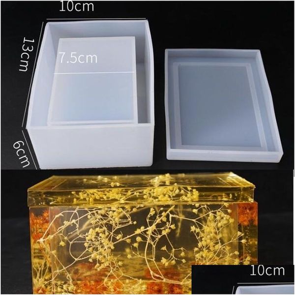 Schmuckschatullen Transparent Sile Mod Getrocknete Blume Harz Dekorative Handwerk DIY Lagerung Tissue Box Form Epoxidformen für T200917 Drop Delive DHSVA