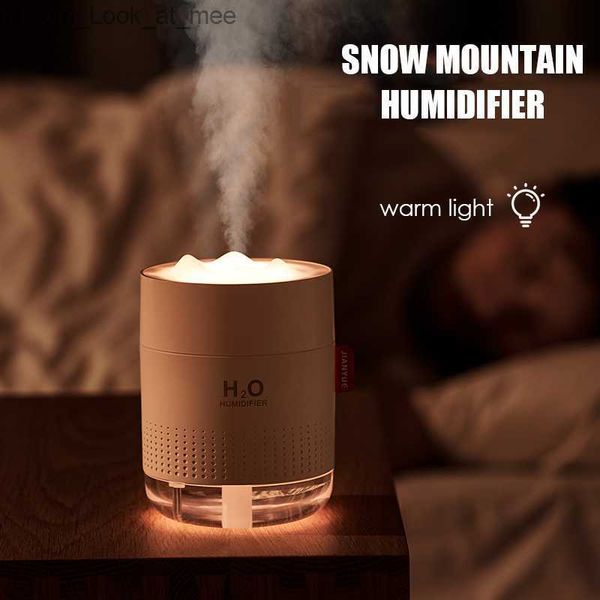 Umidificatori 500ML Umidificatore d'aria Snow Mountain Style USB Desktop Luce notturna Grande Nebbia Mist Maker Muto Camera da letto Diffusore d'acqua Q230901