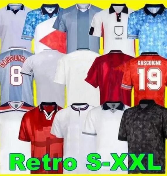 Retro Classic English Shearer Futbol Formaları 1990 1992 1994 1998 2002 Dünya Kupası Blackout Mash 1980 1982 Vintage 1996 Owen Gerrardgascoigne Futbol Gömlek