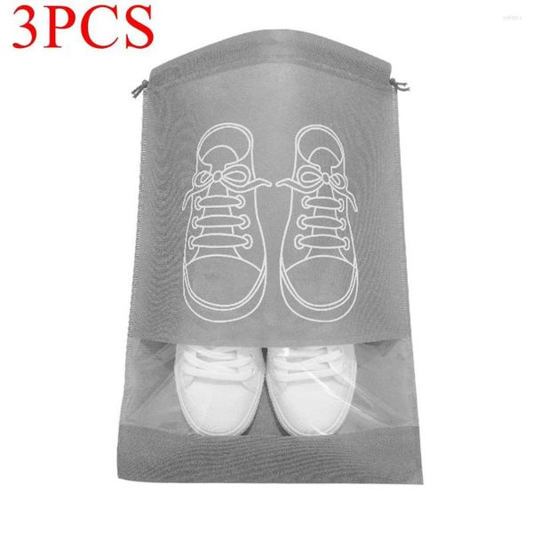 Sacos de compras 3 pcs não tecido sapatos saco de viagem portátil tote cordão para organizador de armazenamento impermeável à prova de poeira