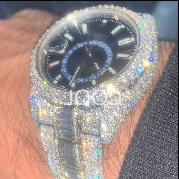 Top Clone Ap Diamond Diamonds Watch Pass Test Movimento de quartzo vvs Iced Out Sapphire relógio para homens digner relógio de alta qualidade diamante moissanite cuidado relógio automático