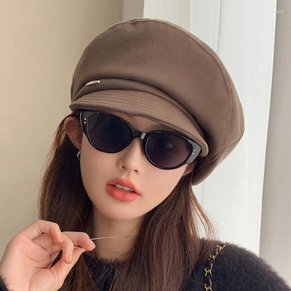 Berets Frauen Baumwolle Koreanischen Stil Warme Winter Verstellbare Kappe Retro Plain Baskenmütze Einfarbig Elegante Damen Mode Herbst Hüte