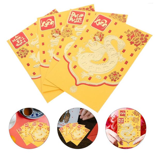 Envoltório de presente 30 Pcs Envelopes Bonitos Dragão Padrão Papel R Ano Pacotes Vermelhos Chinês