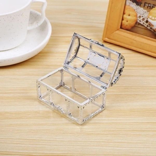 Garrafas caixões caixas transparentes Crystal Gem Candy Storage Organizer Jóias de tesouro de peito