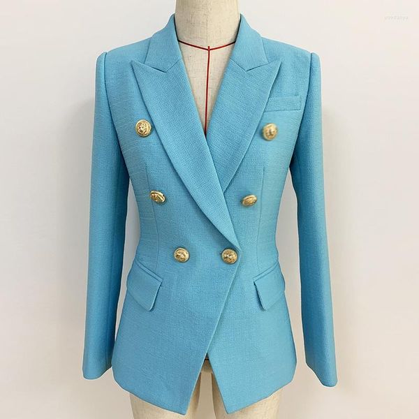 Женские костюмы 1pcs Sky Blue Slim Jacket Fashion European Style Coame Office Lady Costum