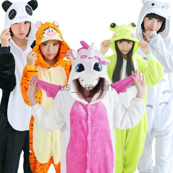 Startseite Bekleidung Lustige Einhorn Onesies Panda Frosch Kigurumi Erwachsene Frauen Männer Anime Pyjamas Flanell Cartoon Totoro Cosplay Onesie Homewear Overall x0902