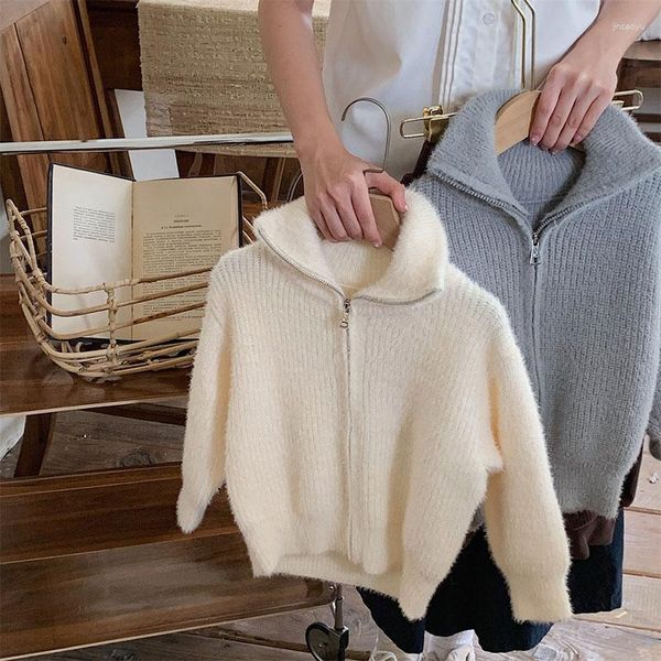 Giacche MILANCEL 2023 Autunno Cardigan maglione con colletto risvoltato per bambini Cappotto alla moda per ragazze e ragazzi