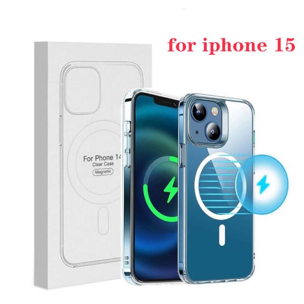 Magsoge Transparent Clear Acrylic Magnetic Phone Cases for iPhone 14 13 12 11 Pro Max Mini XR XS X 8 7 Plus Compatível Magsafe Charger Samsung S22 ultra