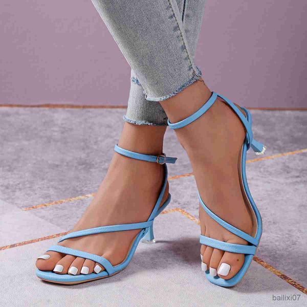 Elbise Ayakkabı Sandaletler Kadınlar İçin Ayakkabı Yaz Ayakkabı Yüksek Topuklu Lüks Tasarımcı En Çok Satan Elbise Mavi Silito Zarif Kadın R230901