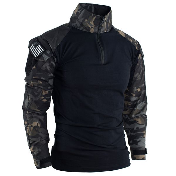 Homens camisetas MEGE Camuflagem Softair Exército dos EUA Uniforme de Combate Camisa Militar Carga CP Multicam Airsoft Paintball Algodão Roupas Táticas 230831