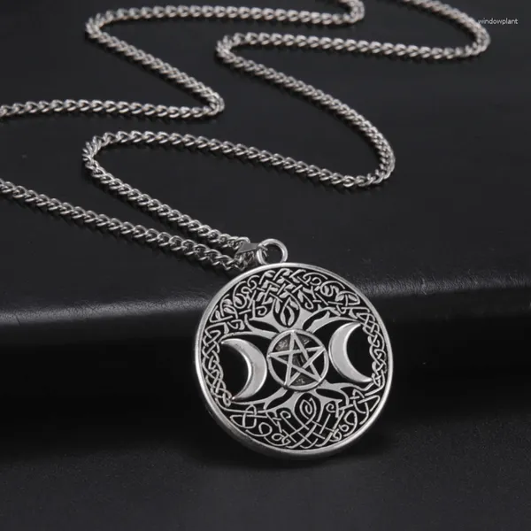 Anhänger Halsketten Legierung Mond Pentagramm Halskette Zubehör Vintage-Schmuck Geschenk Für Frauen Männer Großhandel