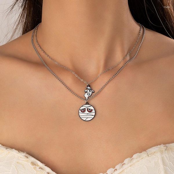 Anhänger Halsketten Gothic Ghost Cap Halskette für Frauen Mädchen Lustige Augen Kürbis Halloween Schmuck Zubehör Geschenk Kragen