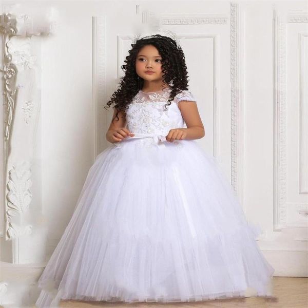 Vestidos de menina vestido flor renda tule fofo lindo princesa bebê primeira comunhão roupas infantis festa de casamento infantil