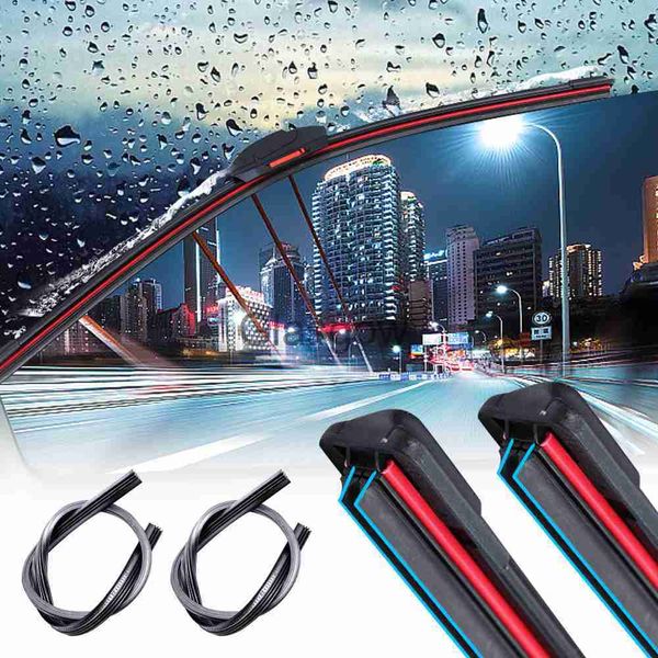 Limpadores de pára-brisa Universal Car Windshield Wiper Blades Easy Install Automotive Substituição Wiper Blades Soft Double Layer Rubber Car Limpadores X0901