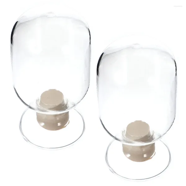 Garrafas de armazenamento 2 PCS Garrafa de vidro combina Cloche Titular Bell Jar Clear Display Transparente