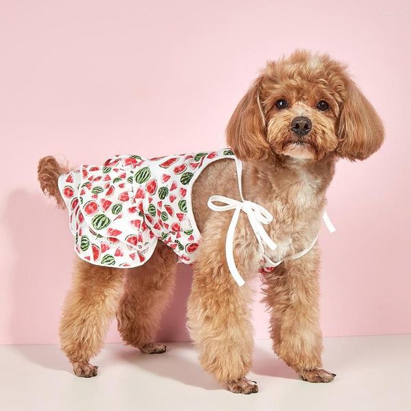 Abbigliamento per cani Abito da principessa elegante per cani di taglia piccola e media Cotone traspirante Gonna a tracolla rinfrescante estiva con frutta adorabile Vestiti per cuccioli Yorkie