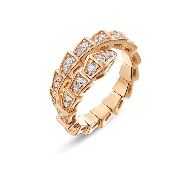 Gold Silber Farbe Ringe Designer Schlange Verstellbarer Ring mit Bling Zirkon Stein für Frauen Verlobung Hochzeit Schmuck Geschenk Großhandel