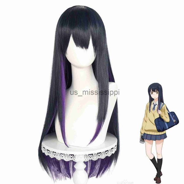 Косплей парики аногол Синтетик Мико Йоцуя косплей парик аниме мирукочан синий смесь фиолетовый 80 см в длину прямой волосы, созданный для Хэллоуина x0901