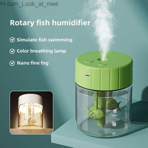 Luftbefeuchter, 500 ml, schwimmender Fisch, USB-Luftbefeuchter, ätherisches Öl, Aroma-Diffusor mit warmer LED-Lampe für Büro, Zuhause, Raum, elektrischer Luftbefeuchter Q230901