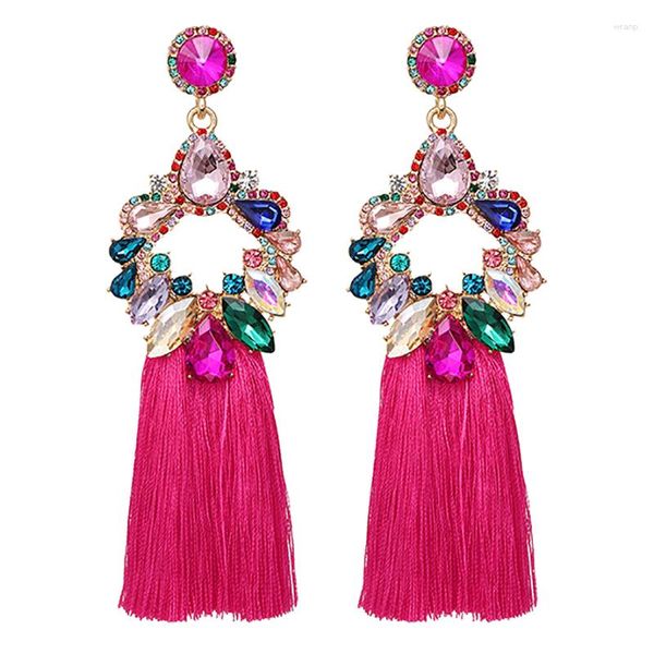 Brincos pendurados zhini design diy cor borla longo para mulheres luxo encantador zircão cristal oco brinco brincos