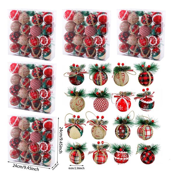 Andere Event- und Partyzubehör, 6 cm weihnachtlich verpackter Stoffball für Weihnachtsbaumball, karierter Stoffball, Weihnachtsball, Blasenball, zum Aufhängen, Heimdekoration 230831