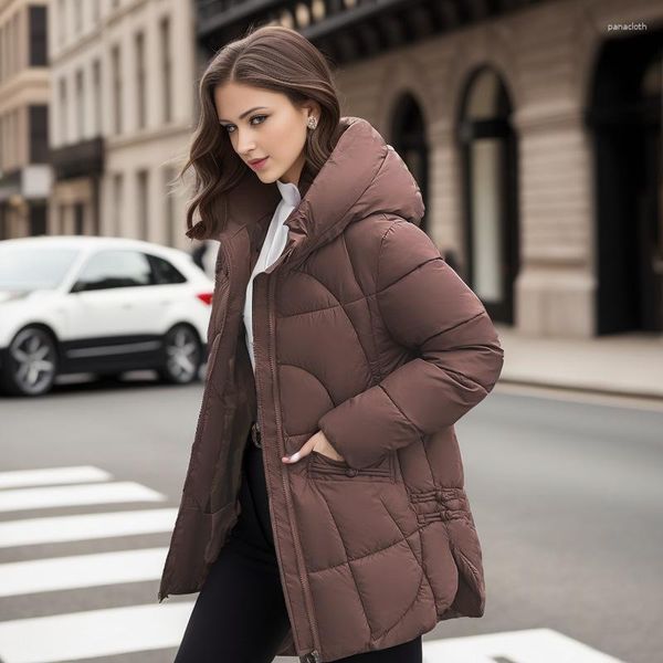 Trench da donna Piumino in cotone Plus Fat Donna di mezza età di media lunghezza Autunno e inverno