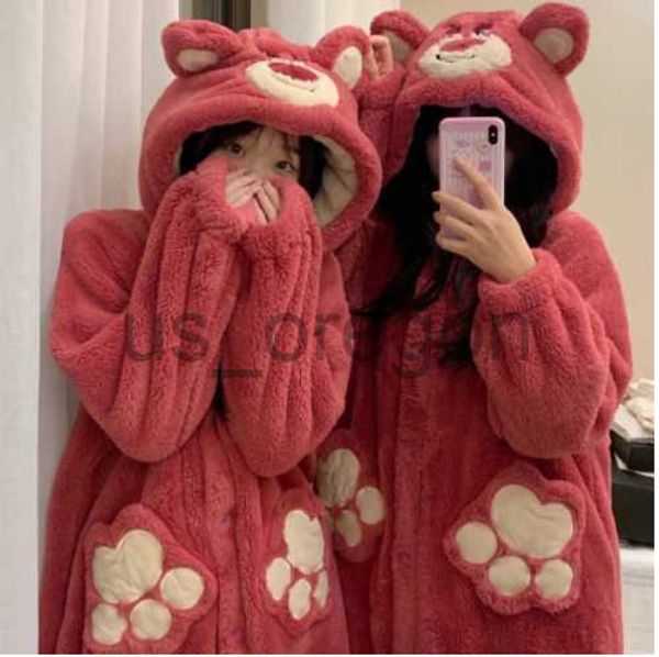 home Clothing Damen Onesie Pyjamas Frauen Cosplay Tierkleidung Robe Korallenvlies Flanell Warm Braunbär Kostüm Kapuzennachtwäsche Homewear x0902