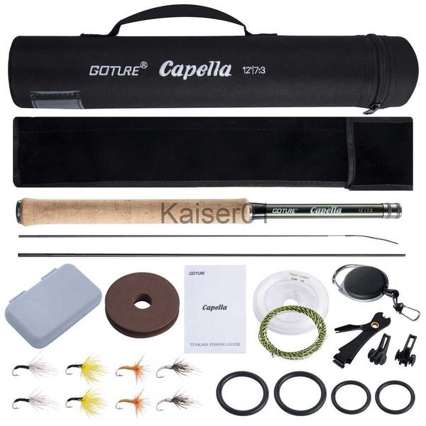 Rod Reel Combo Goture Fly Fishing Rod Combo Tenkara 12FT Clássico Portátil Ultraleve IM8 Fibra de Carbono Truta Vara Pod Linha Isca Fly Fishing Set x0901