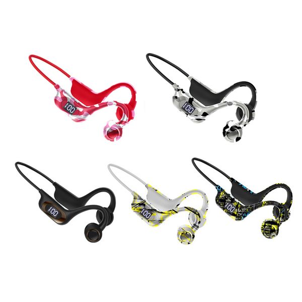 Condução óssea fone de ouvido bluetooth fones sem fio led gancho ar pro fones sem fio bluetooth esportes suporte tf cartão AKZ-G9