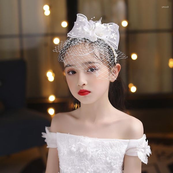 Grampos de cabelo Pérola Headband Crianças Cabeça Gaze Net Coreano Desempenho Vestido Tiara Aniversário Fada