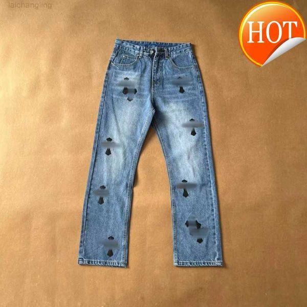 Jeans Designers Jean Chrome Calças Homens Coração Bordado Patchwork Rasgado para Tendência Marca Motocicleta Calça Mens Skinny Moda Straight Pantsczz9