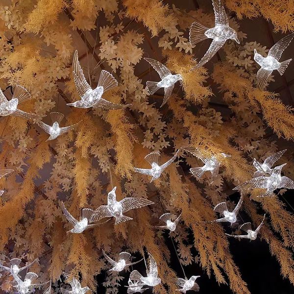 decorazione di nozze Luci sospese colibrì cristallo acrilico uccello appeso lampada a sospensione a soffitto Illuminazione a soffitto Forniture per feste festival