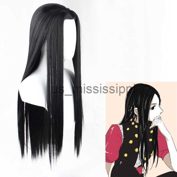Cosplay perukları 39''100cm uzunluğunda Illumi Zoldyck Irumi Orta Ayrılma Peruk Anime Hunter X Hatter Isıya Dayanıklı Sentetik Saç Peruk Peruk Kapı X0901