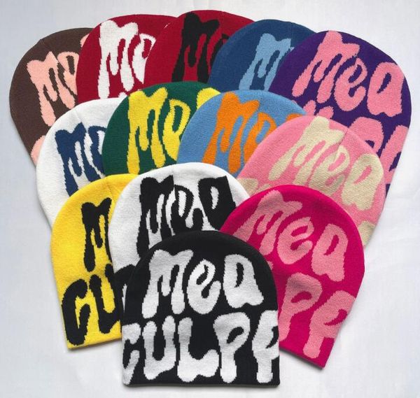 Hip hop mea culp gorros de malha chapéu para mulheres homens casal chapéus quentes novo gorro de lã capuzes senhora boné acessórios 25 cores