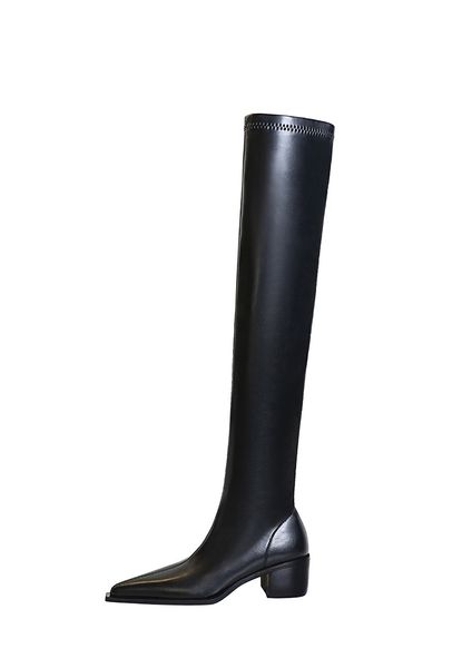 Moderne Damenstiefel mit spitzer Zehenpartie, außen, weiblich, lässig, High Heels, Schuhe, Mode, Partykleid, Damen, kniehohe Stiefel, 9,5 cm, Mädchenschuhe für Party 34–40