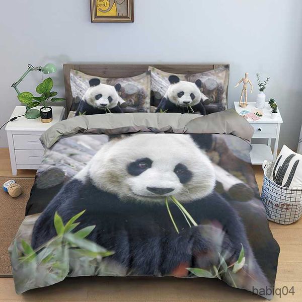 Conjuntos de cama Panda Conjunto de cama 3D Impresso Animal Capa de edredão Twin Full Double Supking Sizes Bed case 2/3Pcs R230901
