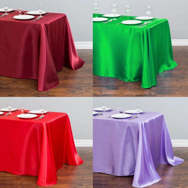 Feste Farbe Satin Tischdecke für Hochzeit Dekore Weihnachtsabdeckung Quadratisch Tischtuch Haus Esstischdekoration Dekoration