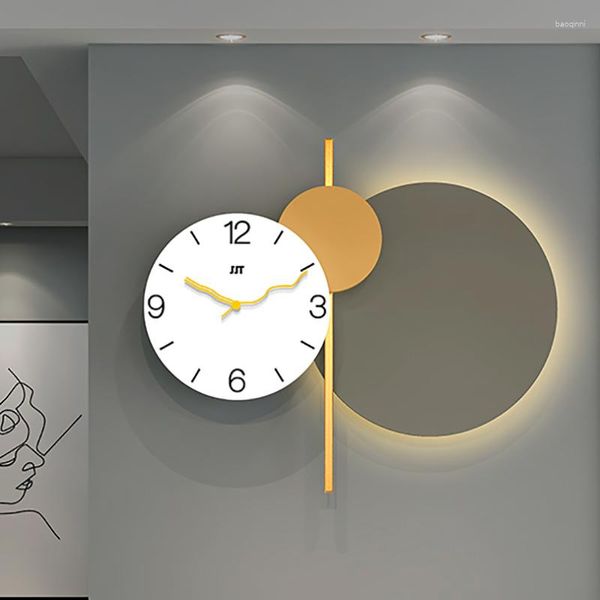 Relógios de parede Vintage Extra Grande Luz Moderna Luminosa Sala de estar Mecânica Dinning Decoracion Salon Kitchen Decoraction