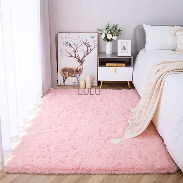 Moderna sala de estar tapetes de pelúcia rosa menina quarto decoração tapetes macios cabeceira lounge área jogos antiderrapante tapetes hkd230901