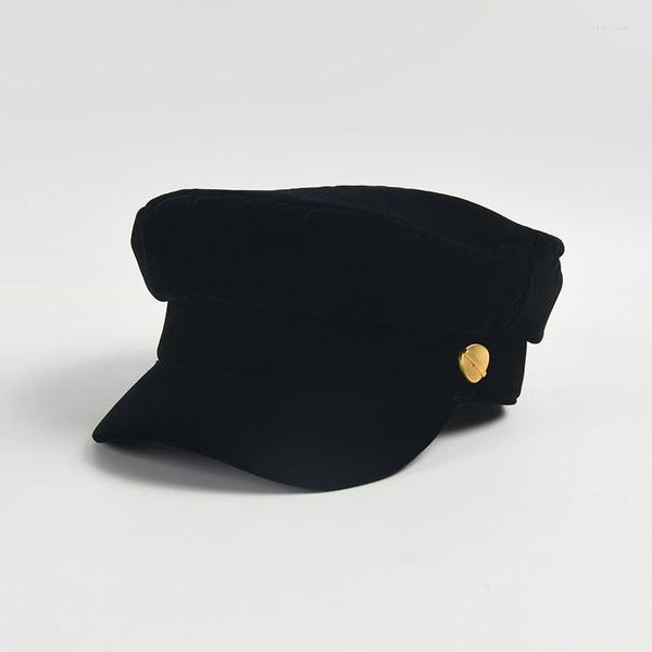 Berretti USPOP Arrivo Vintage Tinta unita Berretto da ragazzo per donna Elegante cappello ottagonale in velluto nero Cappellino con visiera piatta