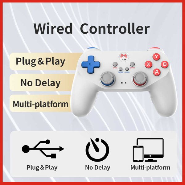 Controller di gioco Joystick Controller di gioco cablato BETOP Con doppia vibrazione Supporto motore Steam/Giochi per PC/Scatola Nessun ritardo Joystick 3D Gamepad HKD230831