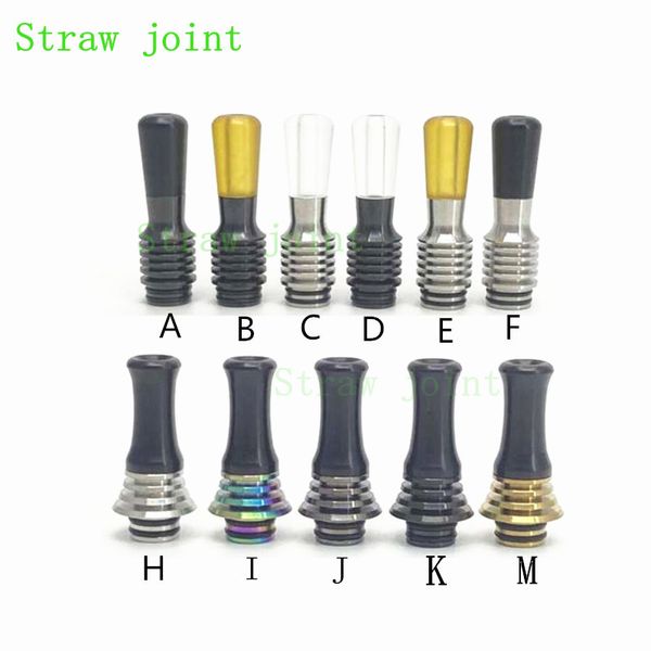 Giunto di paglia 1 PZ LUNGO DRIP TIPS 510 Mtl Piccolo calibro per Berserker ACQUA Shisha Pipe Accessori per fumatori SS POM PC