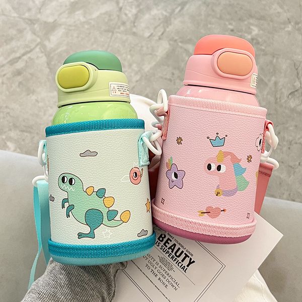 Garrafas de água Sippy Cup Garrafa Térmica Infantil Atacado Bonito Dos Desenhos Animados Alto Nível de Aparência Bebê Copo de Água Escola Portátil Chaleira Dupla Bebida 230831