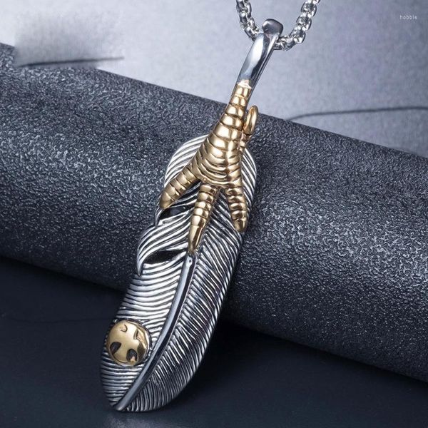 Anhänger Halsketten Megin D Edelstahl Titan Feder Eagle Hawk Klaue Vintage Kragen Kette Halskette Für Männer Frauen Freund Geschenk Schmuck