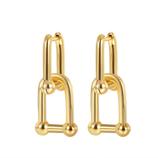 Klassisches Design, U-förmiger Creolen-Ohrring, vergoldeter Schmuck für Frauen, Geschenk