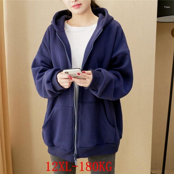 Hoodies femininos tamanho grande 12xl moletom com capuz grande 8xl 9xl 10xl outono e inverno de manga comprida solto preto azul cinza vermelho jaqueta