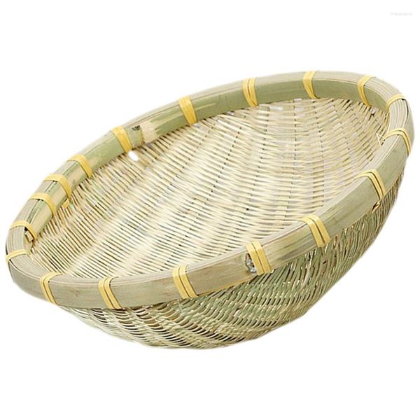 Tigelas lanche recipiente cesta de bambu armazenamento diversos titular cestas tecido vime desktop bin banheiro tecelagem mini