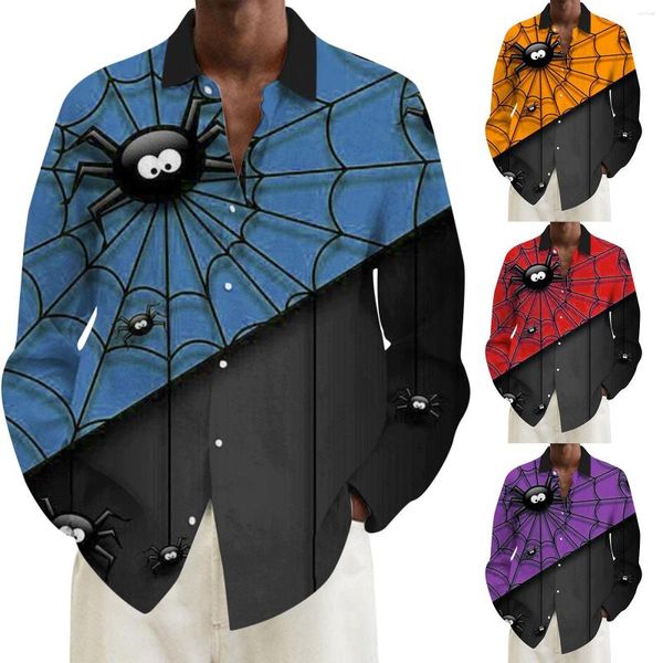 Magliette da uomo Autunno Halloween Stampa Camicia casual Manica lunga Pantofola Stivaletti T-shirt Top da uomo Nuoto atletico