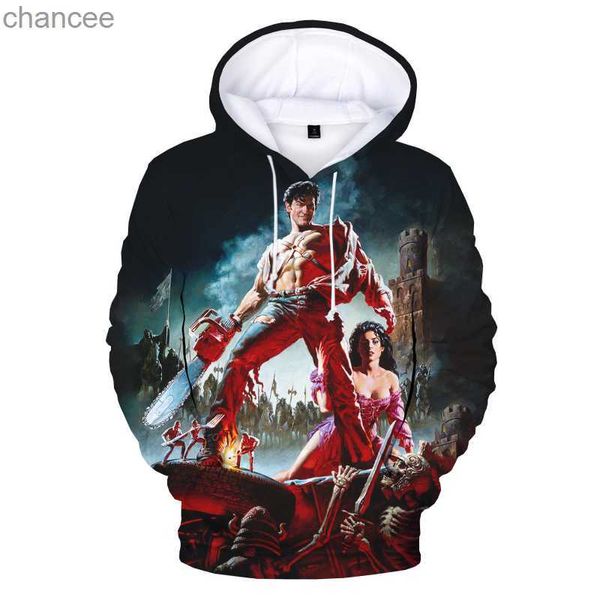 Erkek Hoodies Sweatshirts Korku Filmleri Ash vs Evil Dead 3D Grafik Hoodies Erkek Kadın Te Sweatshirt Harajuku Eyalloween Büyük Boy Hoodies Palto Üstleri LST230902