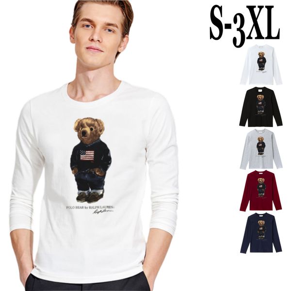 Herren-Sweatshirts, O-Ausschnitt, langärmelig, Teddybär, lässig, atmungsaktiv, bequem, Stretch-Baumwolle, Slim-Fit-Stil, Oberteil für Herren, Rundhalsausschnitt, Größe S-3XL, PP212